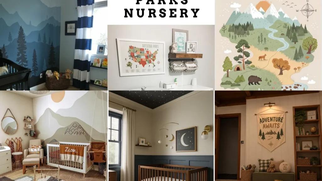 20 National Park Themed Nursery Ideas With Mountains, Maps and Woodland Details